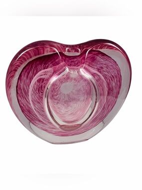 Vintage Heart Shaped Paperweight Art Glass Bud Vase